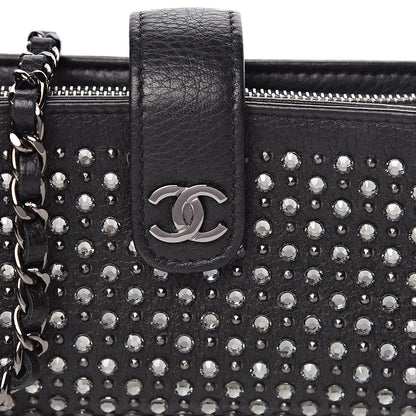 Chanel Calfskin Strass Studded Mini Phone Holder Clutch Black 13 of 14