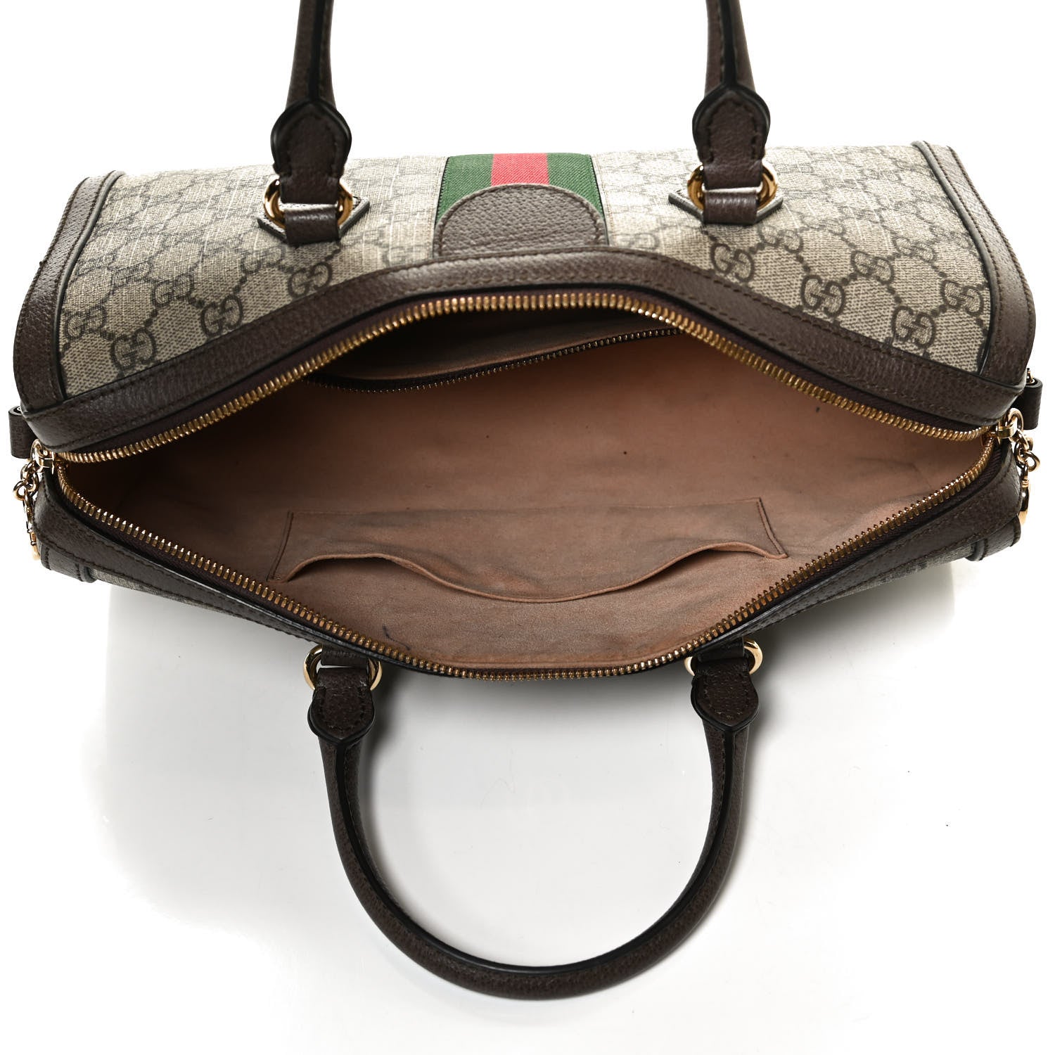 Gucci GG Supreme Monogram Web Medium Ophidia Boston Brown 5 of 14