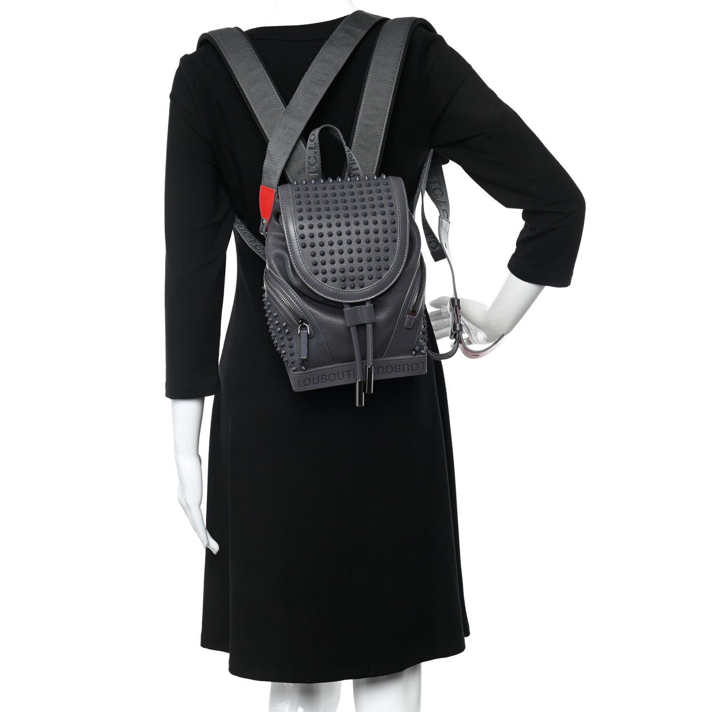 Calfskin Spiked Small Explorafunk Backpack Grey