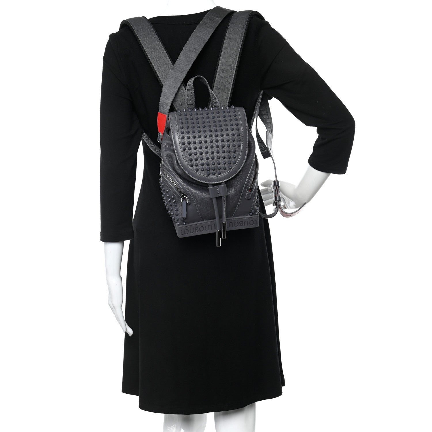 Christian Louboutin Calfskin Spiked Small Explorafunk Backpack Grey 2 of 14