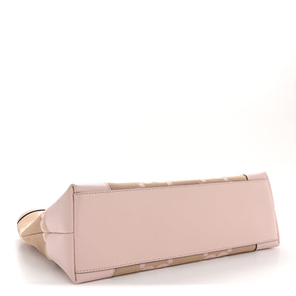 Gucci Monogram Jumbo GG Textured Dollar Calfskin Medium Ophidia Shopping Tote Beige Perfect Pink 4 of 11
