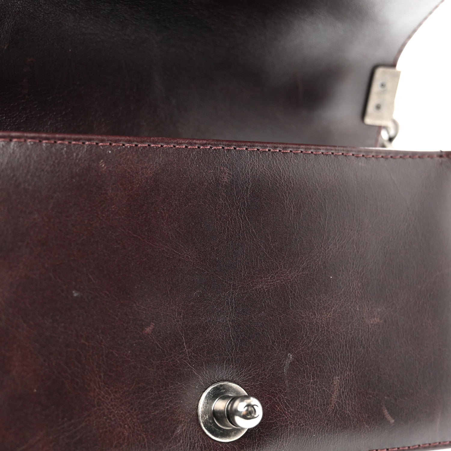 Chanel Shiny Goatskin Quilted Small Boy Top Handle Flap Burgundy 9 of 11