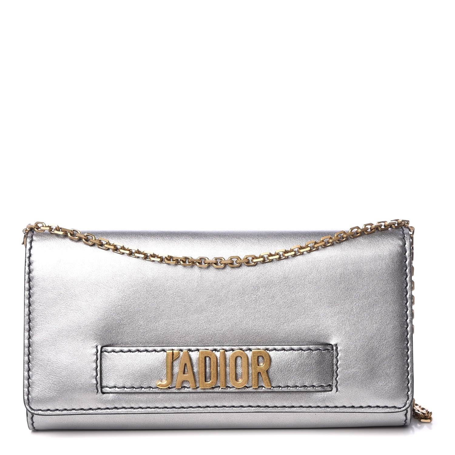 Christian Dior Metallic Calfskin J'Adior Croisiere Chain Wallet Silver 1 of 7