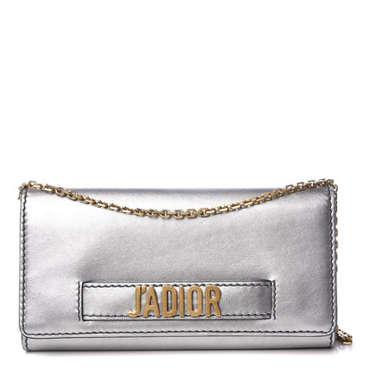 Christian Dior Metallic Calfskin J'Adior Croisiere Chain Wallet Silver 1 of 7