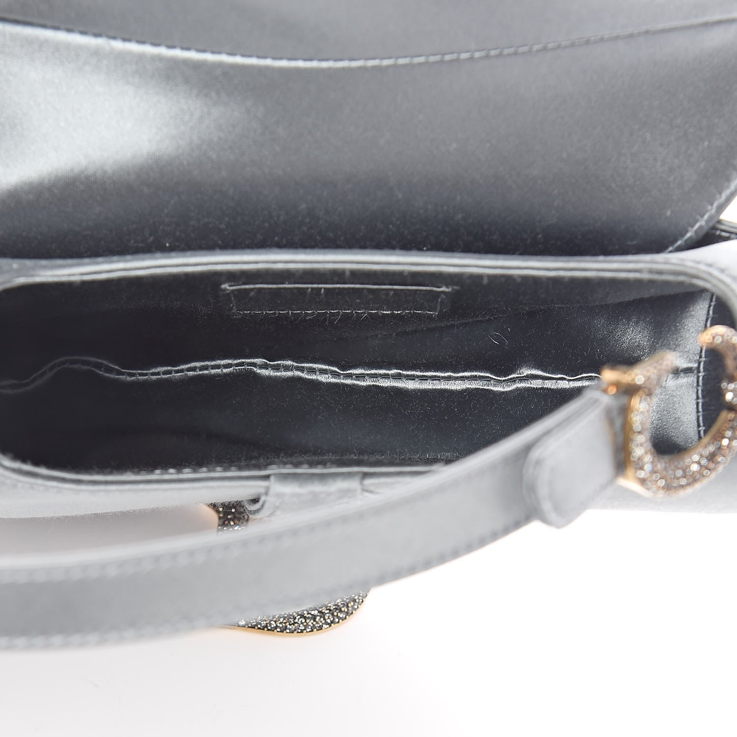 Christian Dior Satin Crystal Mini Saddle Bag Blue Gray 5 of 8