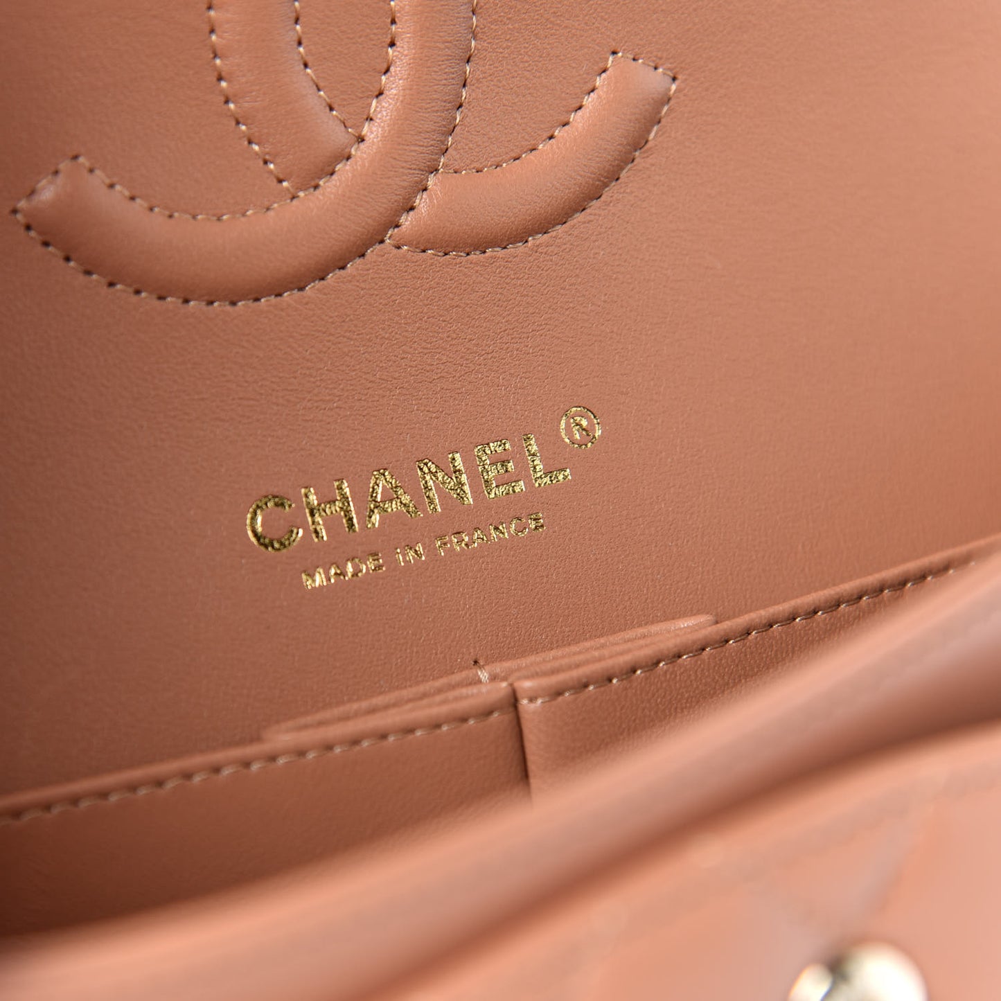 Lambskin Quilted Medium Double Flap Brown
