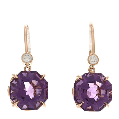 Tiffany 18K Rose Gold Diamond Amethyst Sparklers Drop Earrings 1 of 5