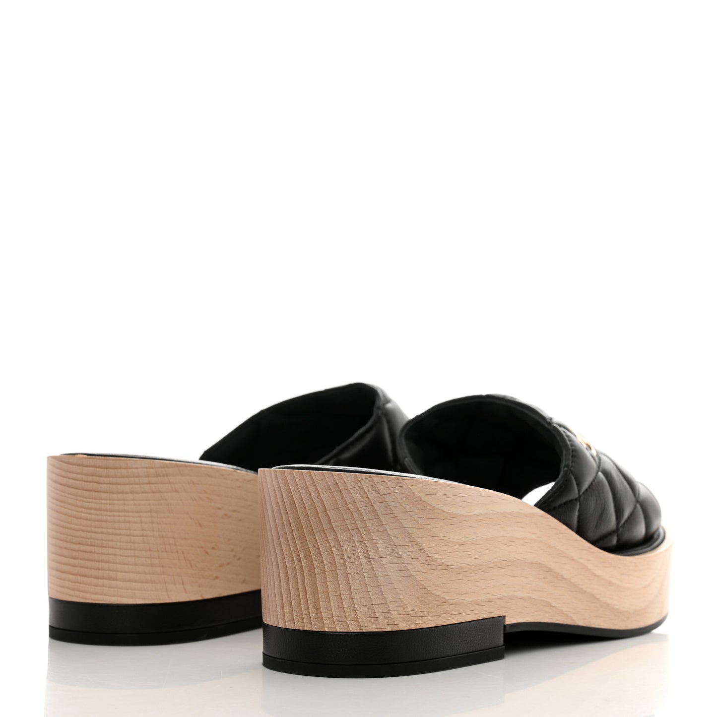 Lambskin Quilted CC Wedge Sandals 37 Black