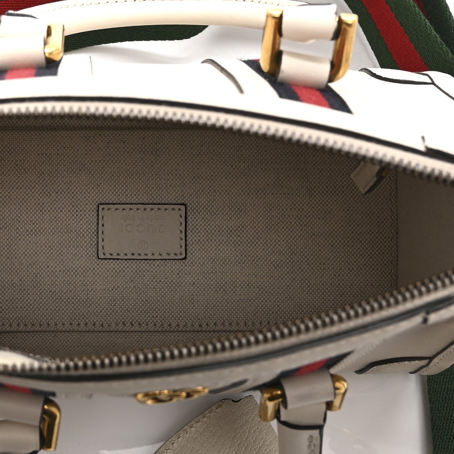 Koi Calfskin Web Mini Bauletto Duffle Top Handle Bag Mystic White