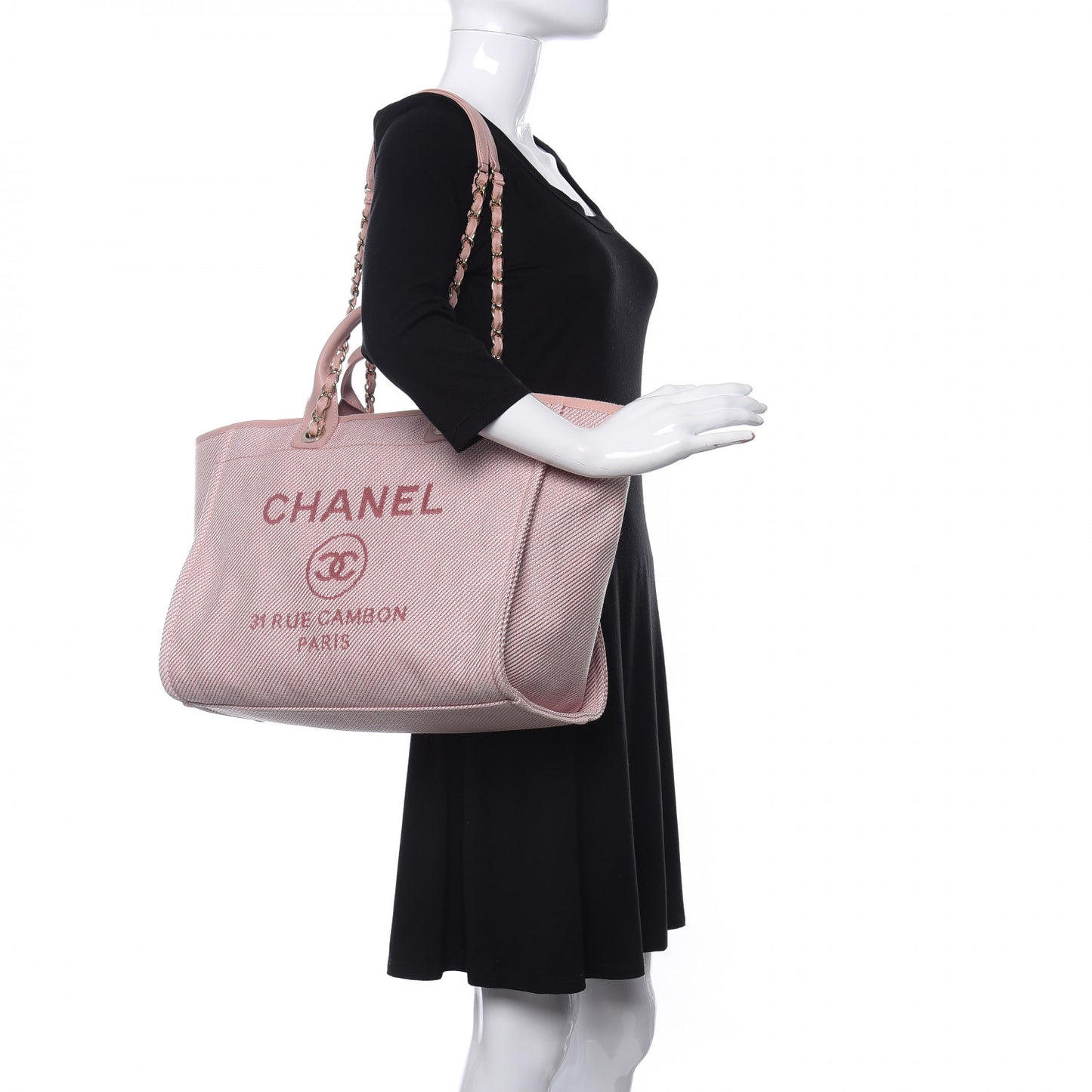 Mixed Fibers Calfskin Medium Deauville Tote Pink