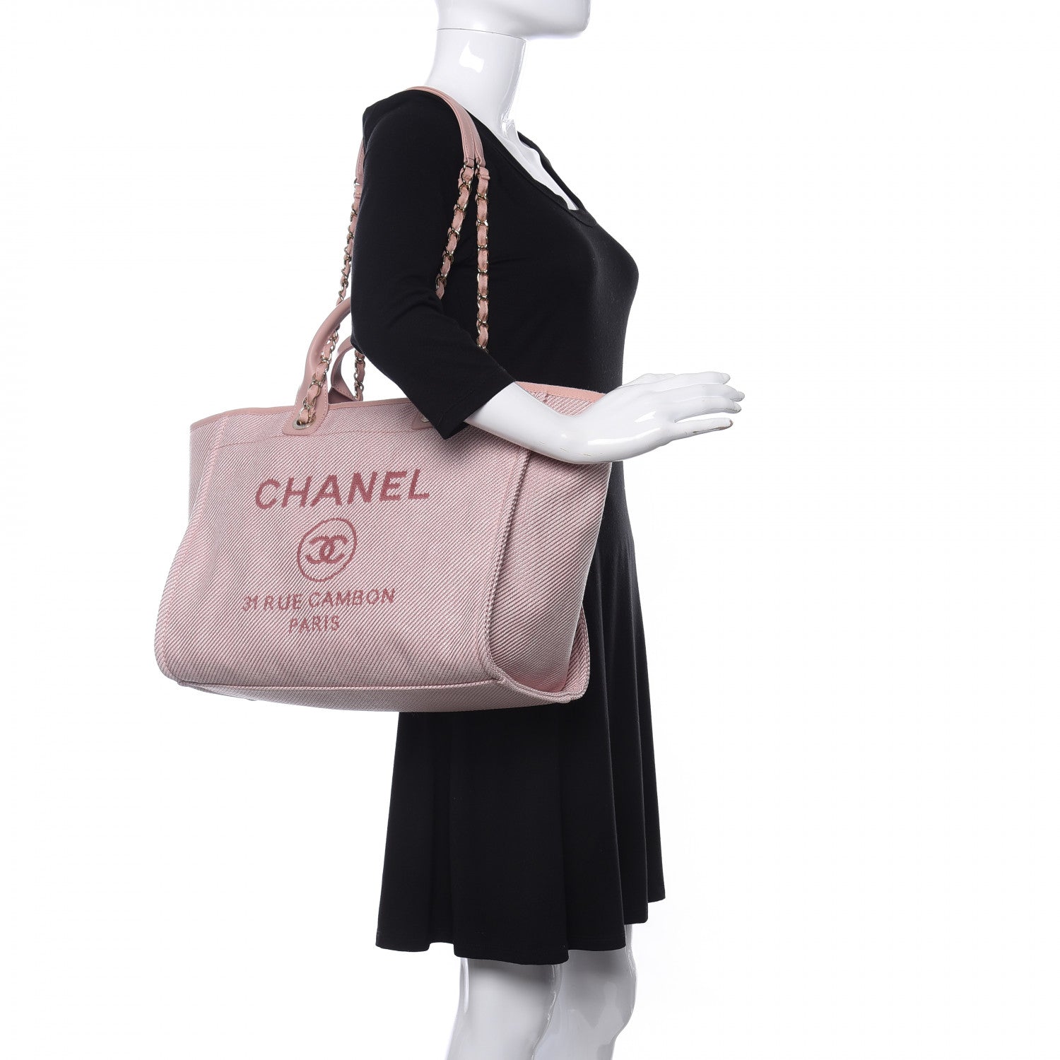 Chanel Mixed Fibers Calfskin Medium Deauville Tote Pink 2 of 10