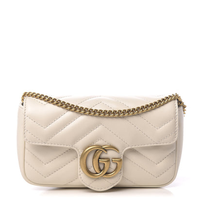 Gucci Calfskin Matelasse Super Mini GG Marmont Shoulder Bag White 1 of 11