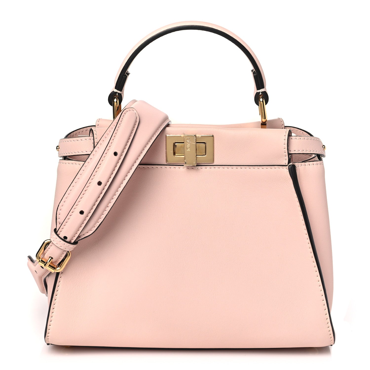 Fendi Vitello Seta Canvas FF Embroidered Mini Peekaboo Iconic Satchel Rosa Confetto 1 of 10