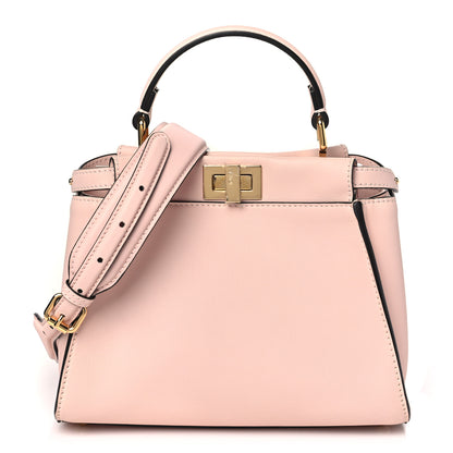 Fendi Vitello Seta Canvas FF Embroidered Mini Peekaboo Iconic Satchel Rosa Confetto 1 of 10