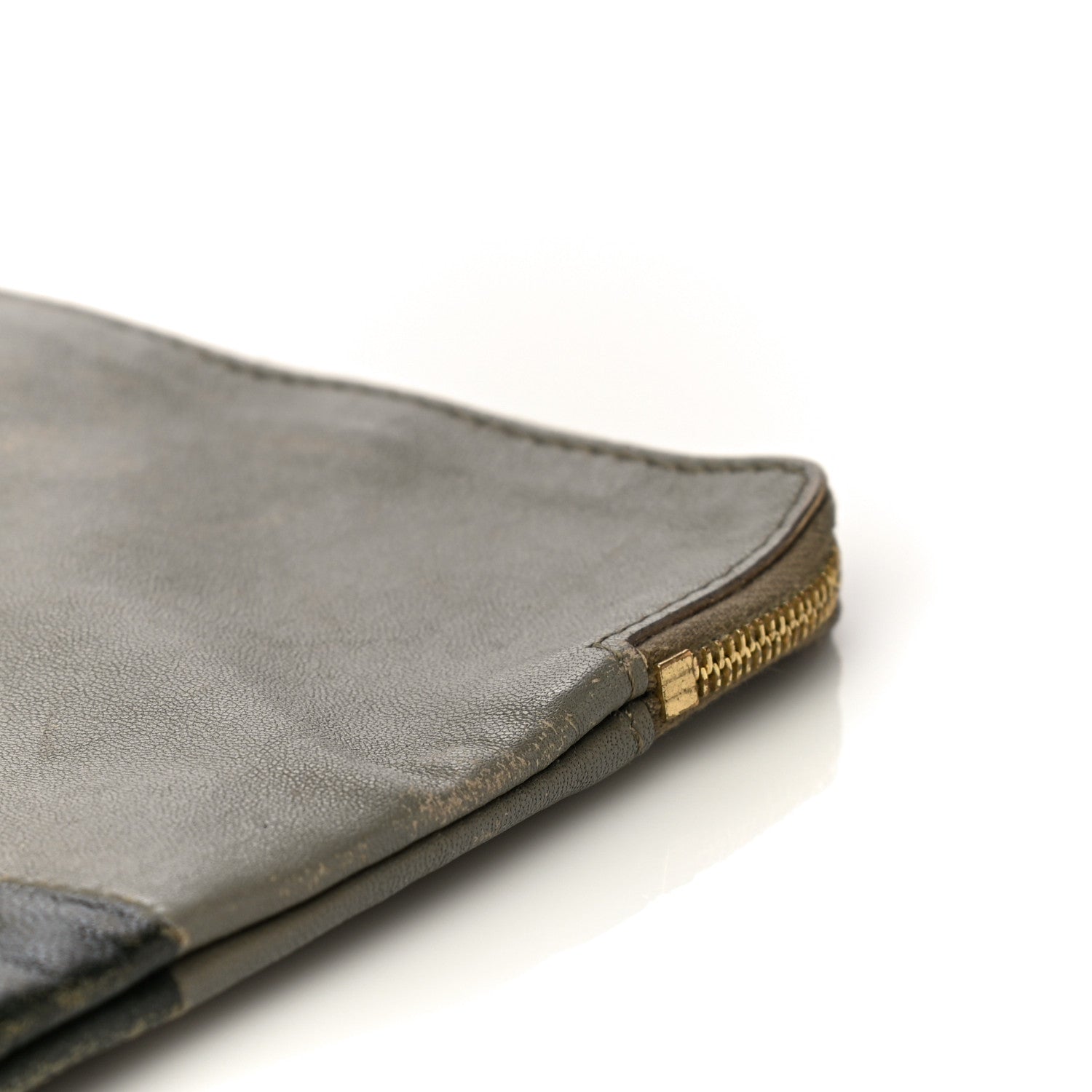 Celine Smooth Lambskin Bi-Color Solo Clutch Pouch Army Green 10 of 32