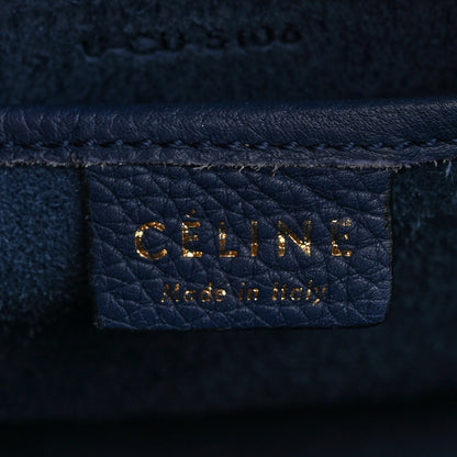 Celine Drummed Calfskin Nano Luggage Deep Blue 6 of 10