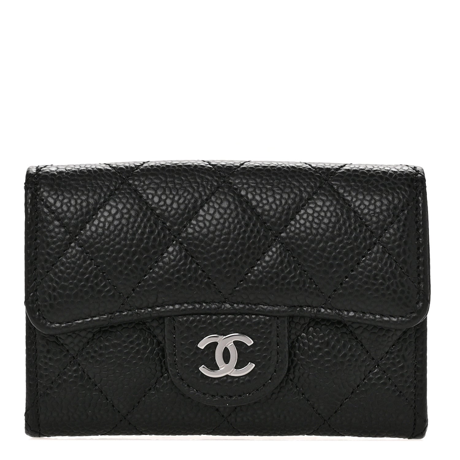 Chanel Caviar Quilted Flap Card Holder Wallet Black 1 of 9