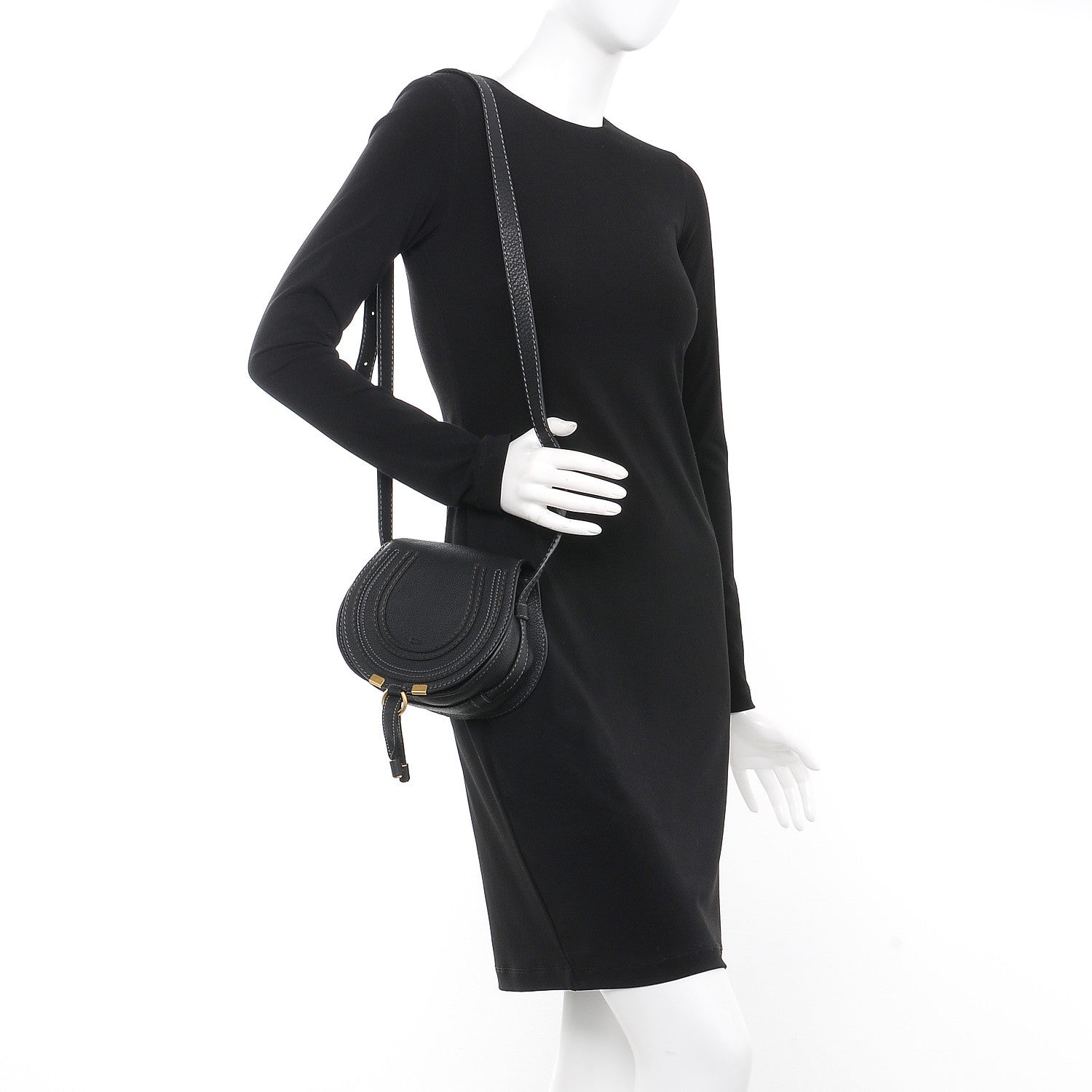 Chloe Calfskin Mini Marcie Round Crossbody Bag Black 2 of 7