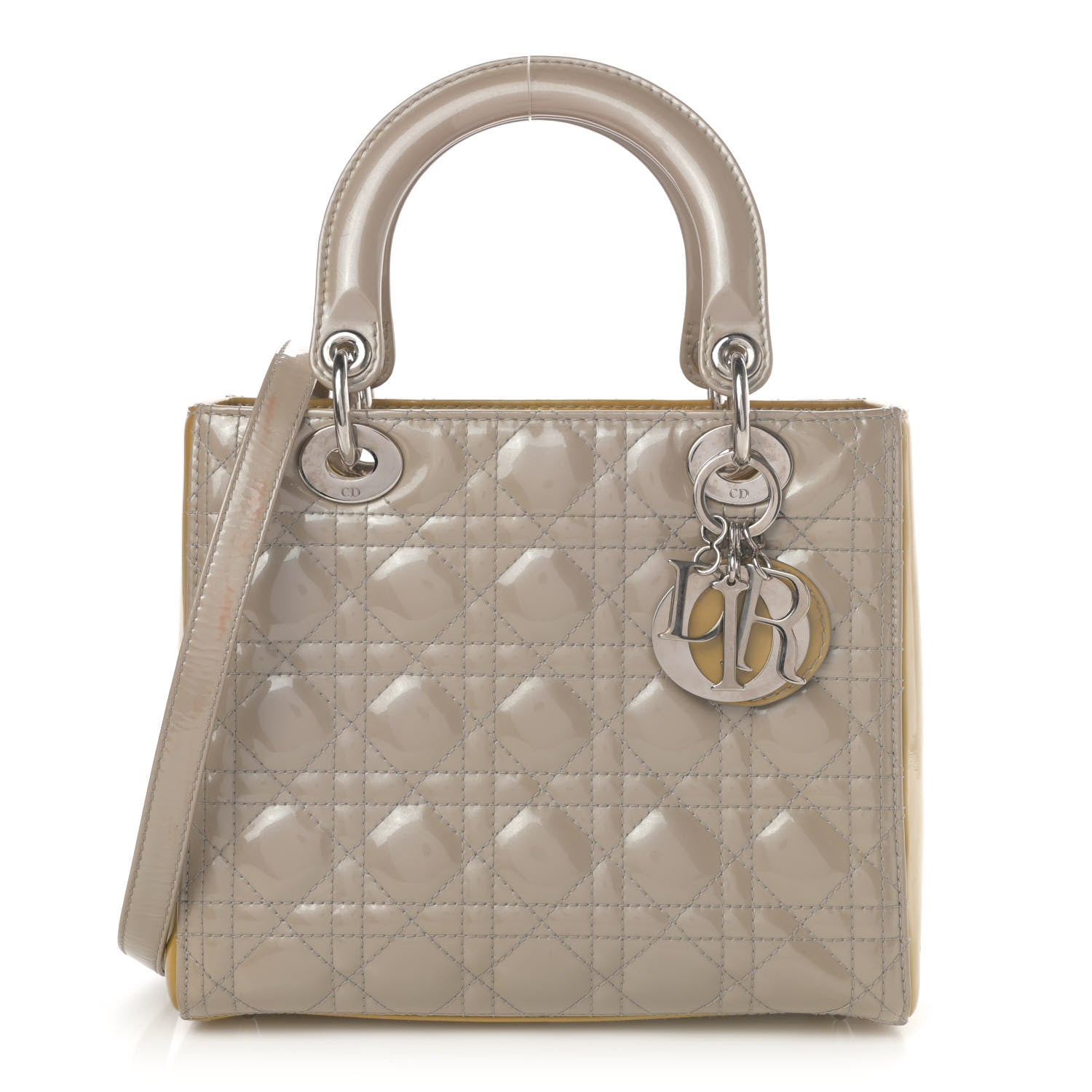 Christian Dior Patent Cannage Medium Lady Dior Beige 1 of 4