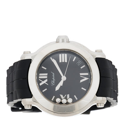 Chopard Stainless Steel Rubber 3 Diamond 36mm Happy Sport Quartz Watch Black 2 of 4