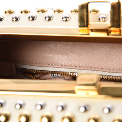 Prada Saffiano Vernice Crystal Pyramid Bag Talco 9 of 13