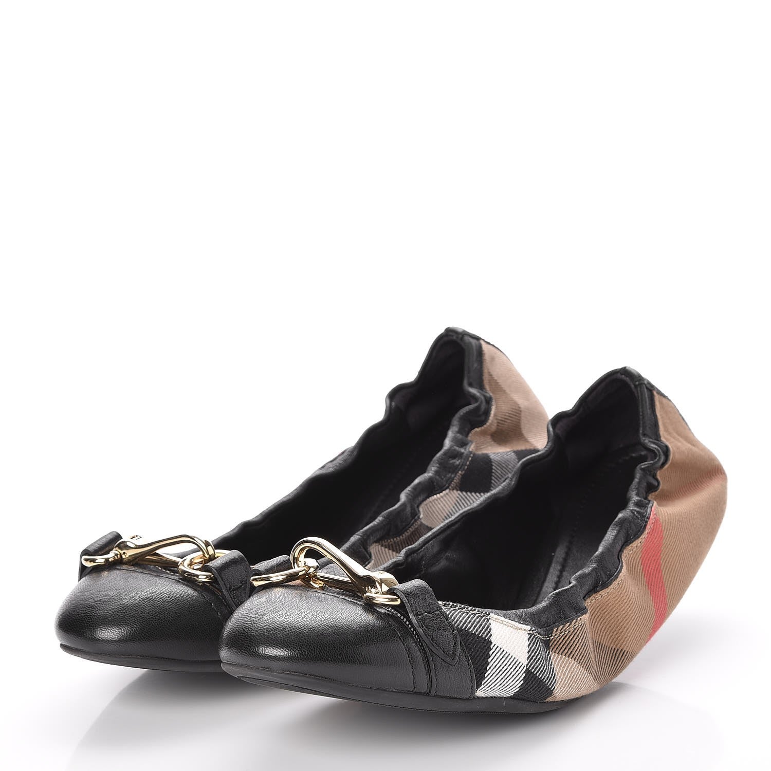 Burberry Heritage House Check Shipley Elastic Ballerina Flats 40.5 Black 3 of 11