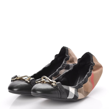 Burberry Heritage House Check Shipley Elastic Ballerina Flats 40.5 Black 3 of 11