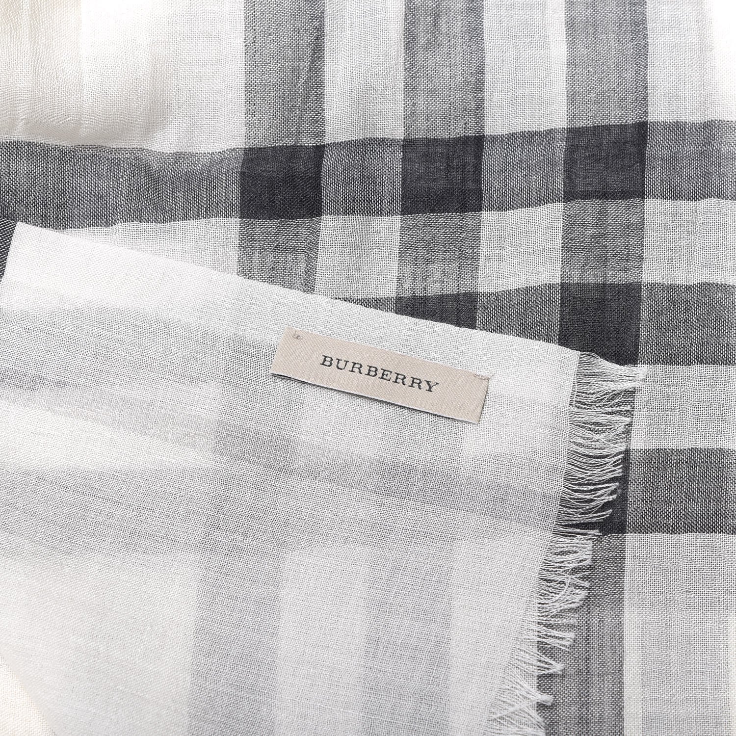 Burberry Wool Silk Gauze Giant Check Lightweight Scarf Natural White 5 of 5