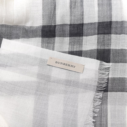 Burberry Wool Silk Gauze Giant Check Lightweight Scarf Natural White 5 of 5