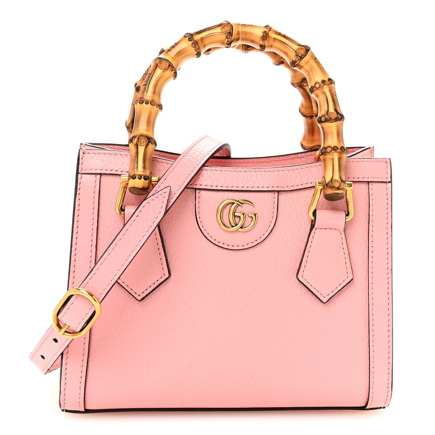 Textured Dollar Calfskin Web Mini Diana Tote Bag Wild Rose Black