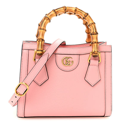 Gucci Textured Dollar Calfskin Web Mini Diana Tote Bag Wild Rose Black 1 of 11