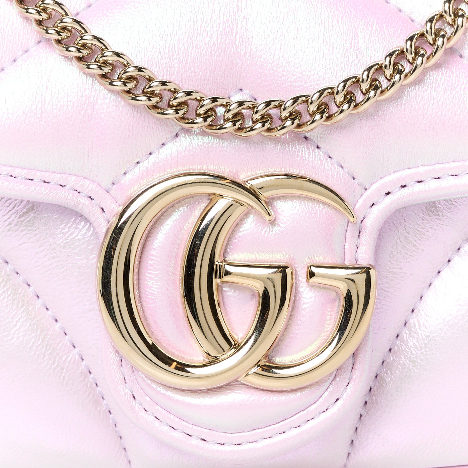 Gucci Iridescent Nappa Chevron Matelasse Super Mini GG Marmont Shoulder Bag Iridescent Escape Pink 8 of 11