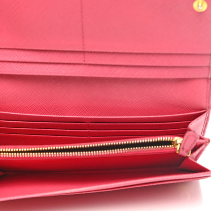 Prada Saffiano Metal Continental Flap Wallet Peonia 5 of 12