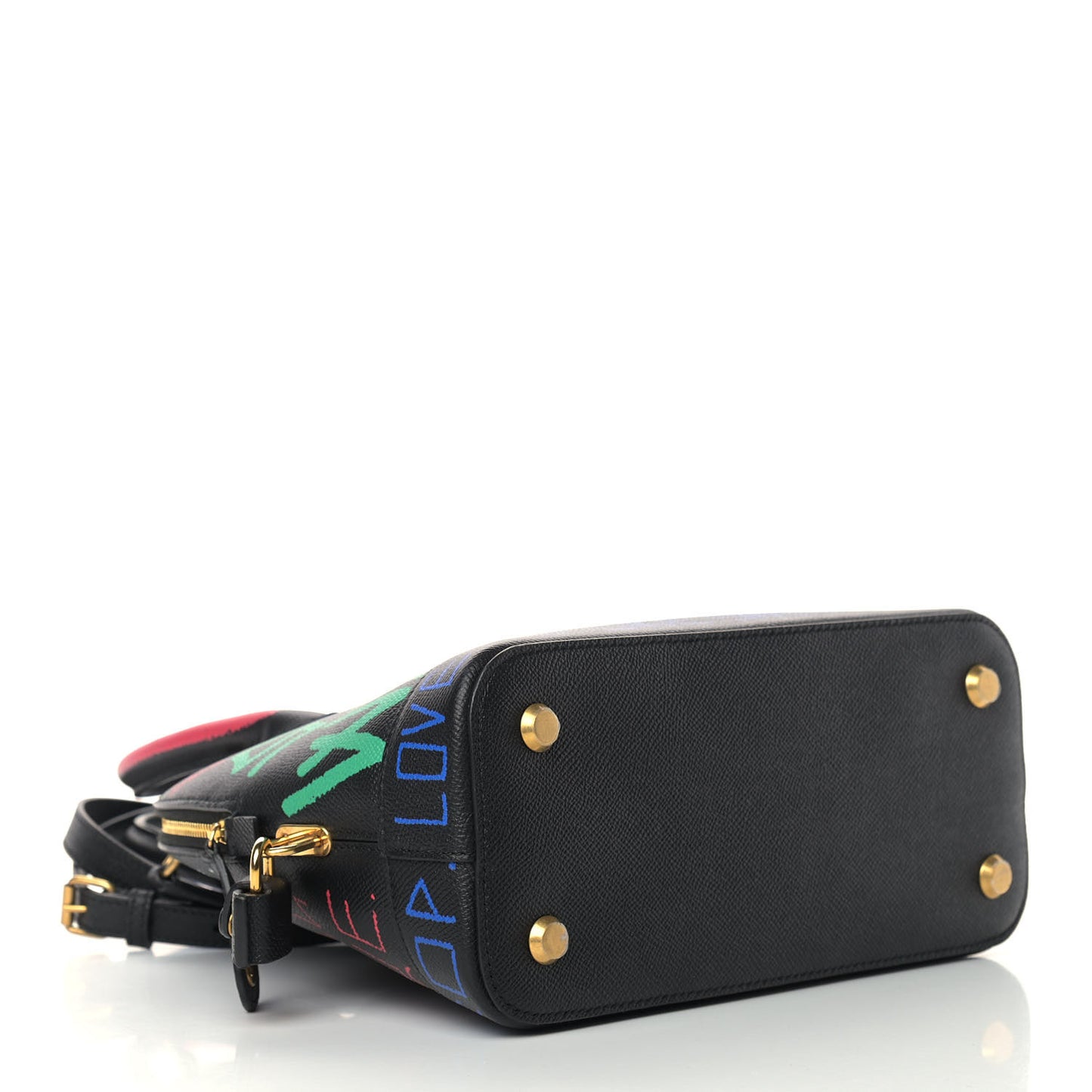 Signature Grained Calfskin Graffiti S Ville Top Handle Bag Black Multicolor