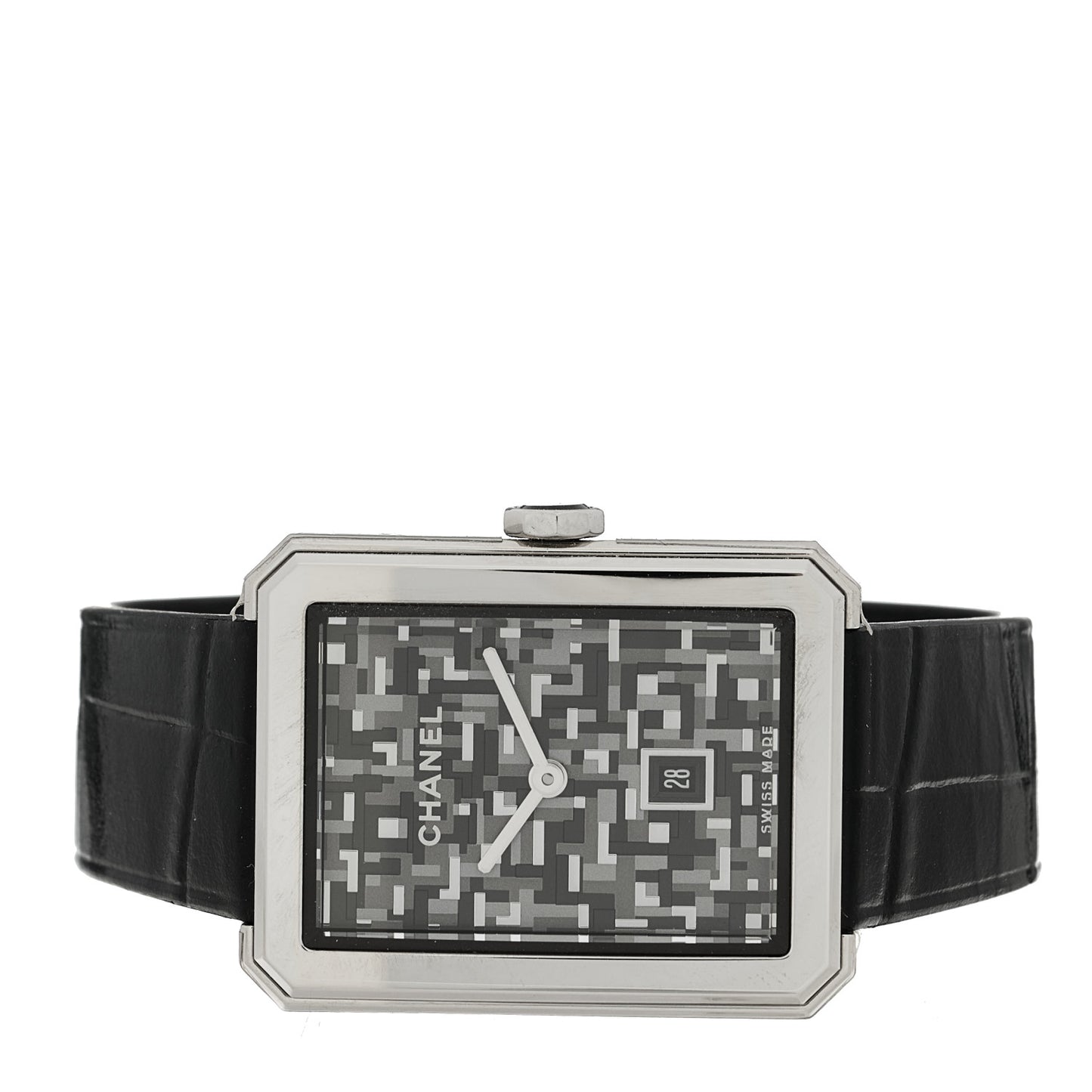 Stainless Steel Alligator 26mm Boy-Friend Tweed Quartz Watch Black