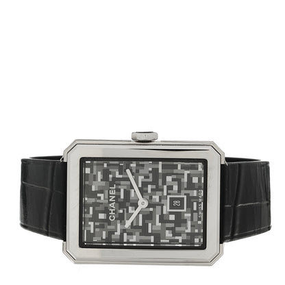 Chanel Stainless Steel Alligator 26mm Boy-Friend Tweed Quartz Watch Black 2 of 4