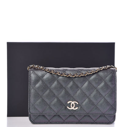 Chanel Iridescent Caviar Quilted Wallet On Chain WOC Black 12 of 12