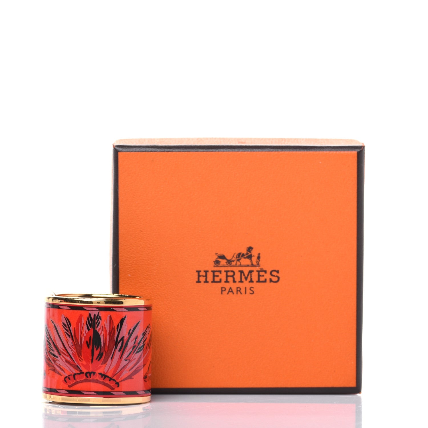Hermes Enamel Gold Plated Brazil Scarf Ring 6 of 6