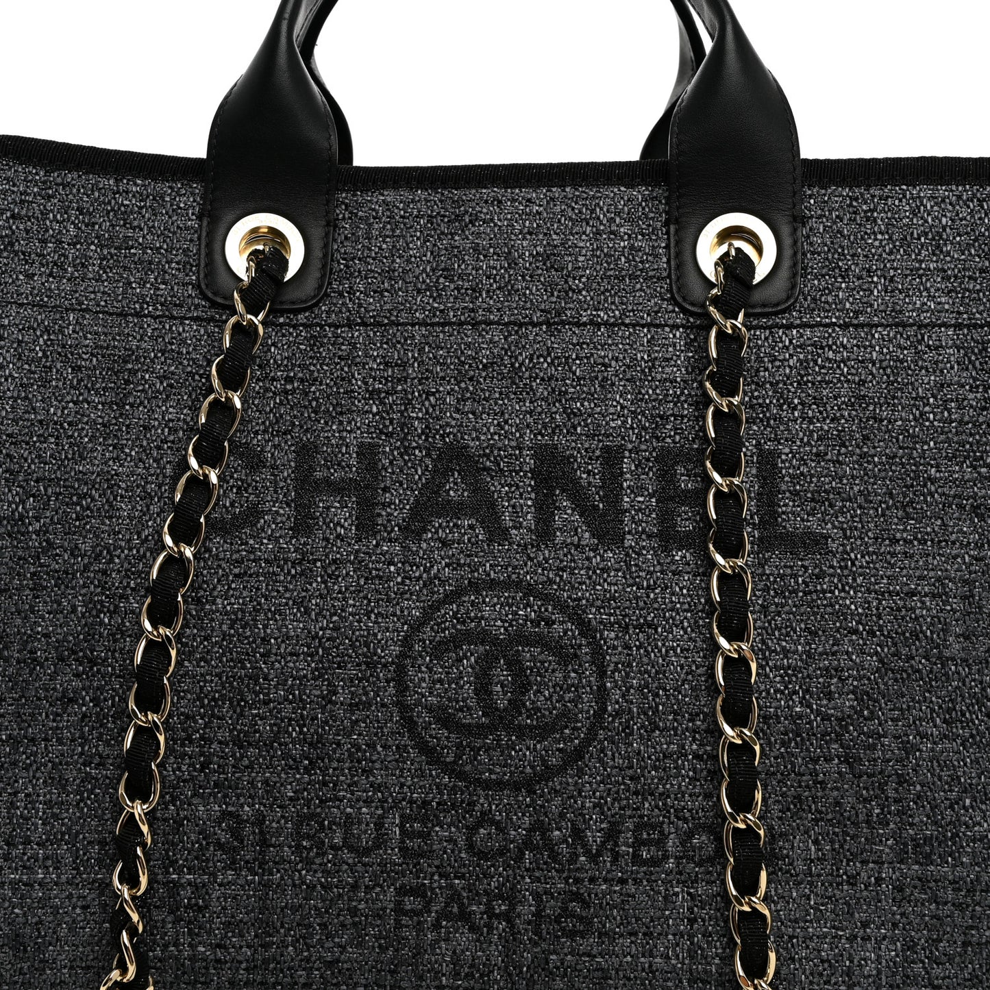 Lurex Boucle Medium Deauville Tote Black