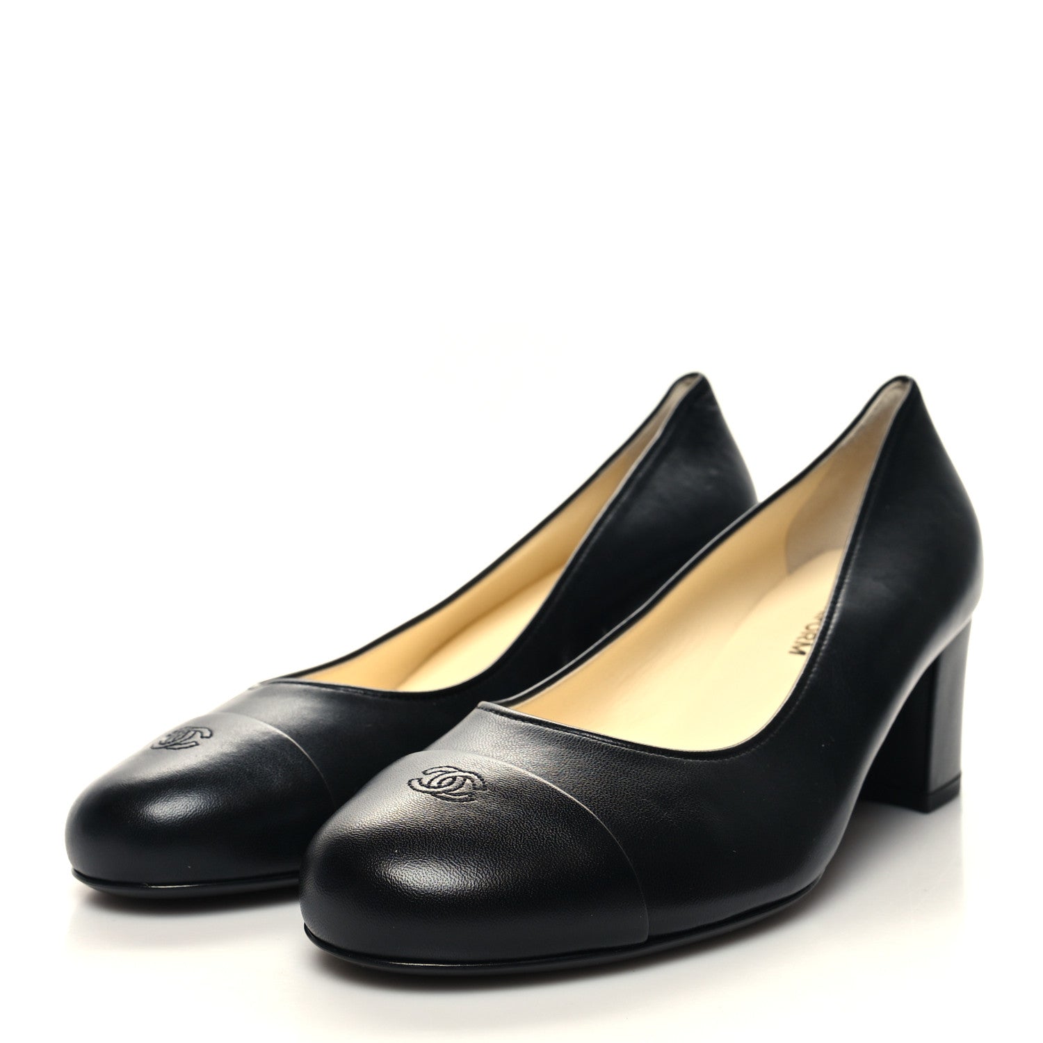Chanel Lambskin Cap Toe CC Pumps 39 Black 3 of 7
