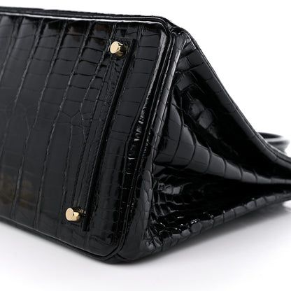 Hermes Shiny Porosus Crocodile Birkin 35 Black 9 of 10