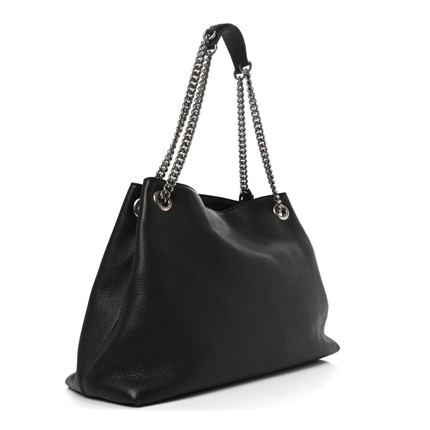 Gucci Pebbled Calfskin Studded Medium Soho Chain Shoulder Bag Black 3 of 10