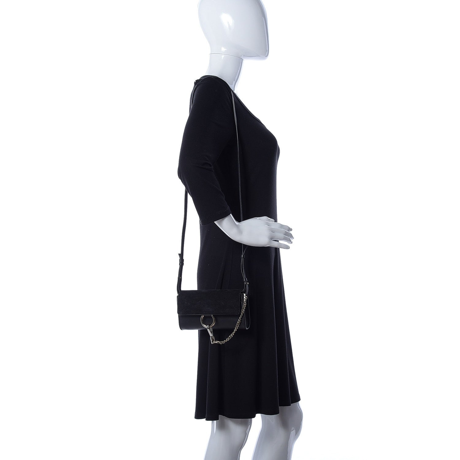 Chloe Suede Calfskin Mini Faye Shoulder Bag Black 2 of 12