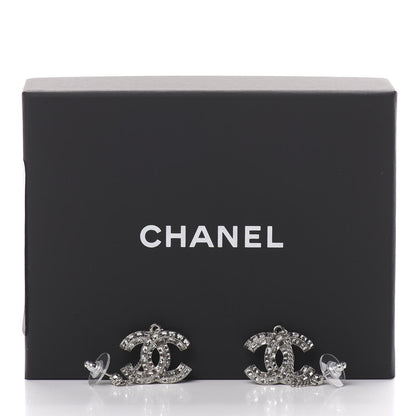 Chanel Baguette Crystal CC Drop Earrings Silver 5 of 5