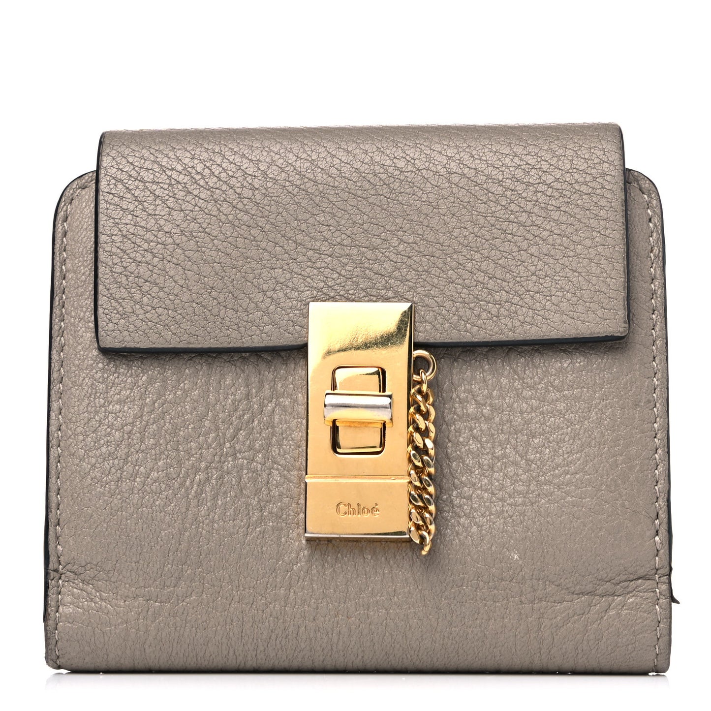 Grained Lambskin Drew Square Wallet Motty Grey
