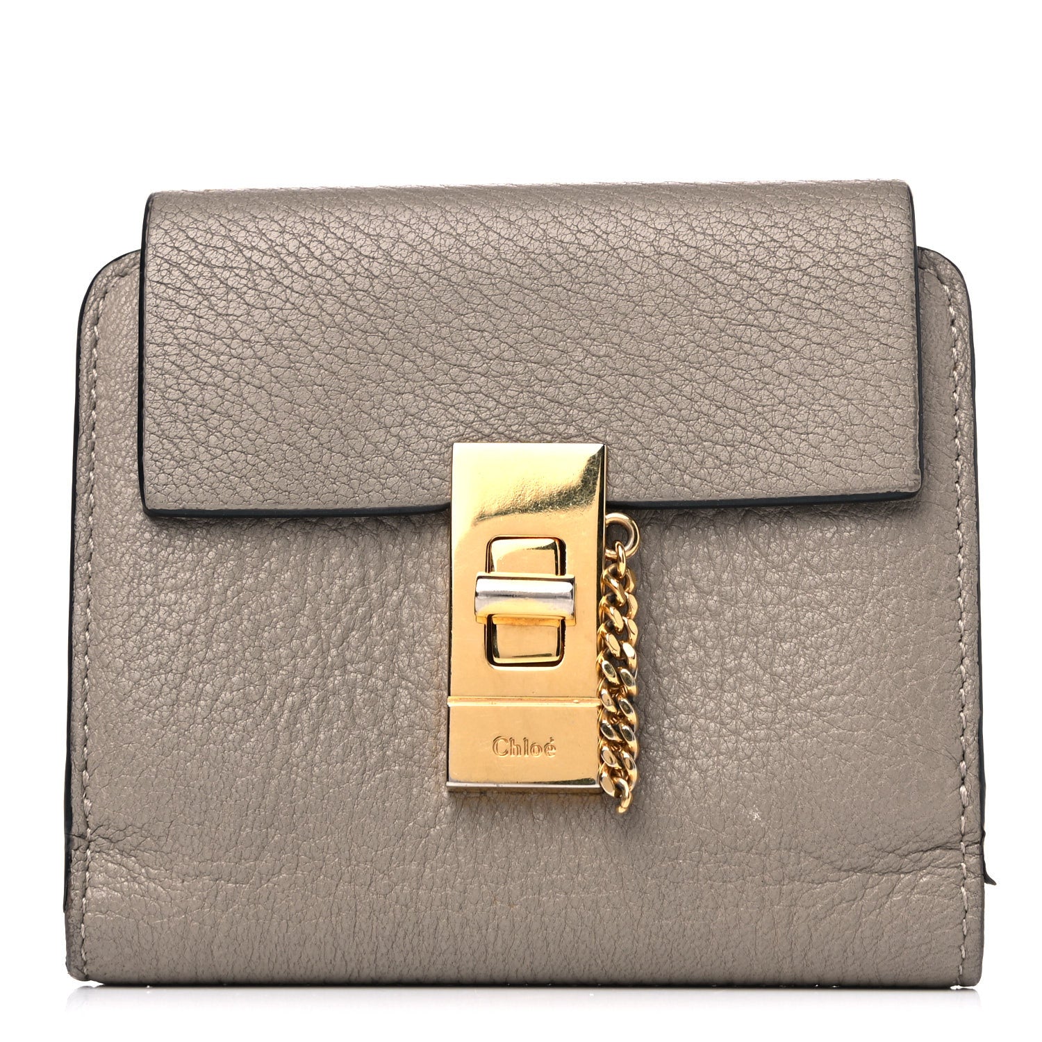 Chloe Grained Lambskin Drew Square Wallet Motty Grey 1 of 18