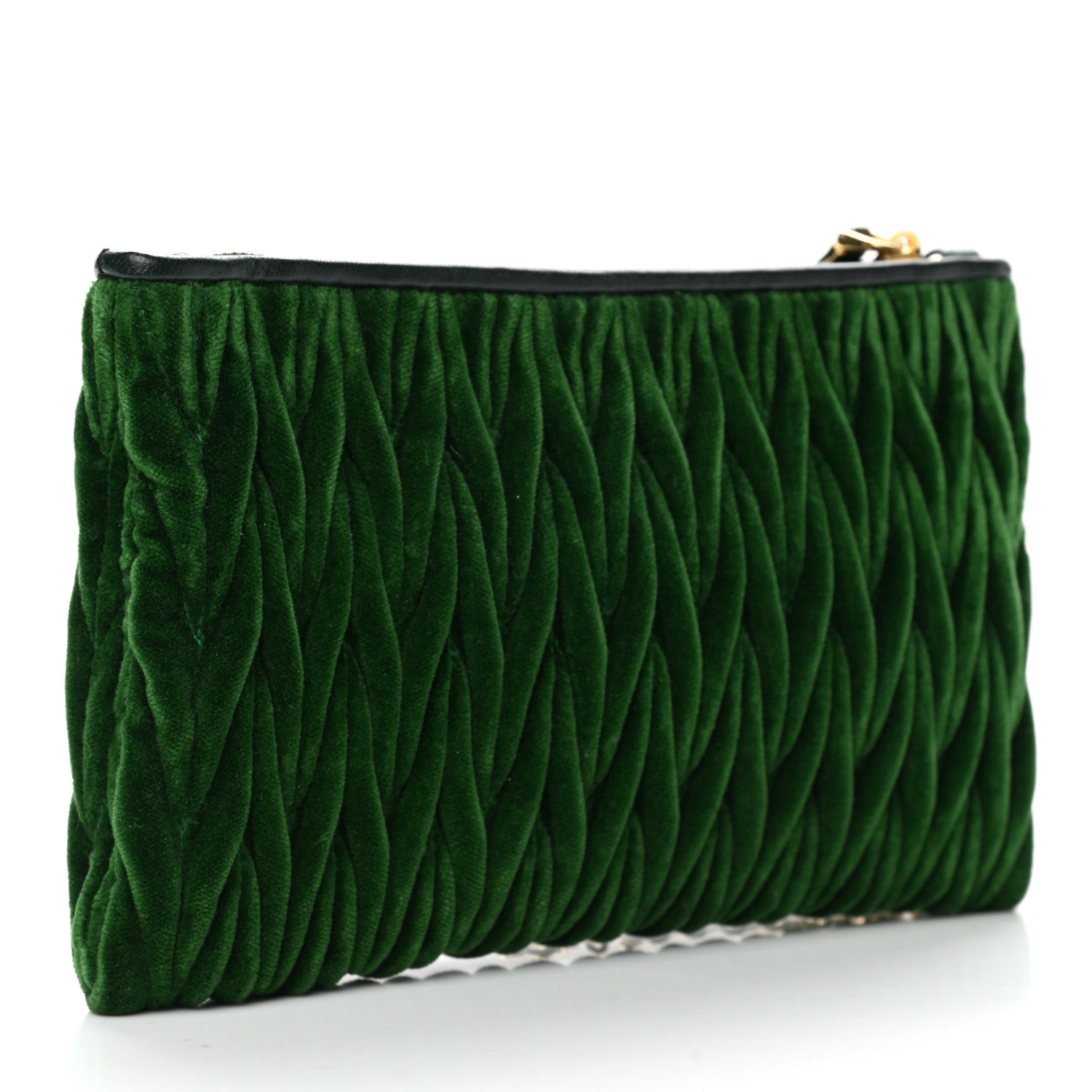Miu Miu Velvet Matelasse Wristlet Smeraldo 3 of 7