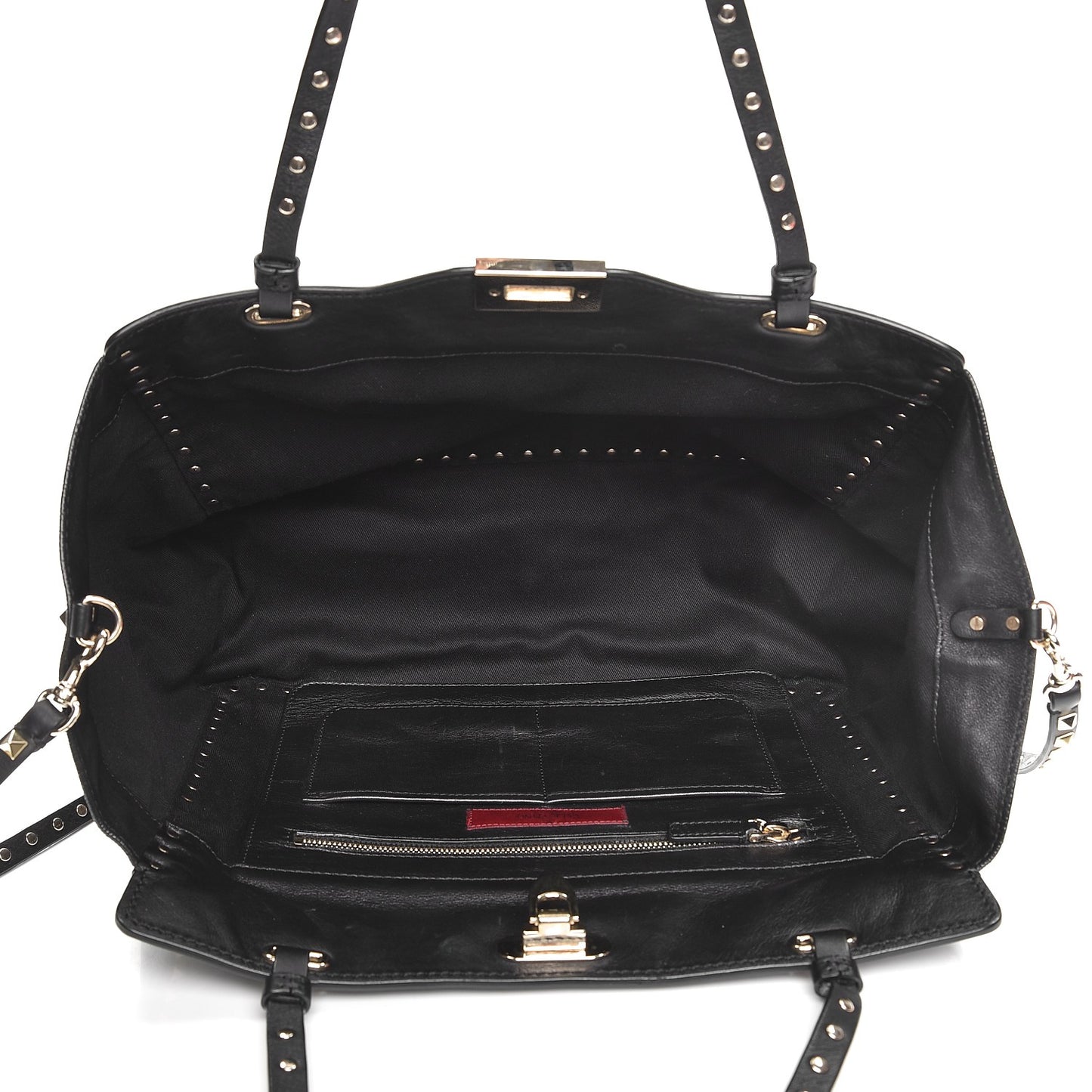 Vitello Medium Rockstud Tote Black