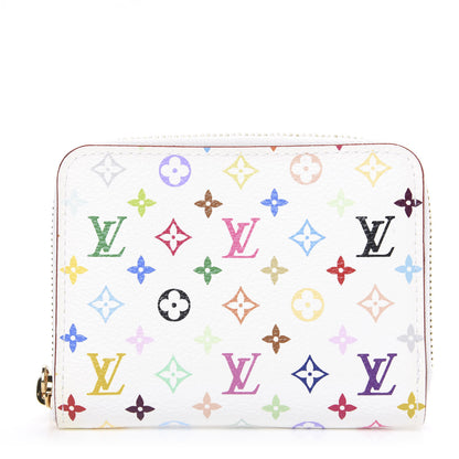 Louis Vuitton Monogram Multicolor Zippy Coin Purse Wallet White Litchi 1 of 6