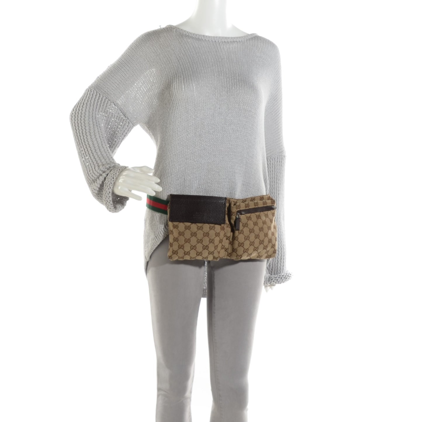 Monogram Web Belt Bag Dark Brown